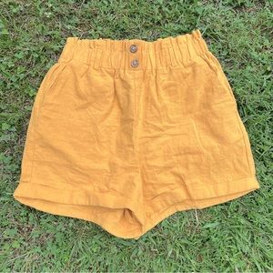 Mustard Paper Bag Waist Shorts